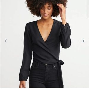 Marine Layer Carmen Wrap Top in Black Size Medium